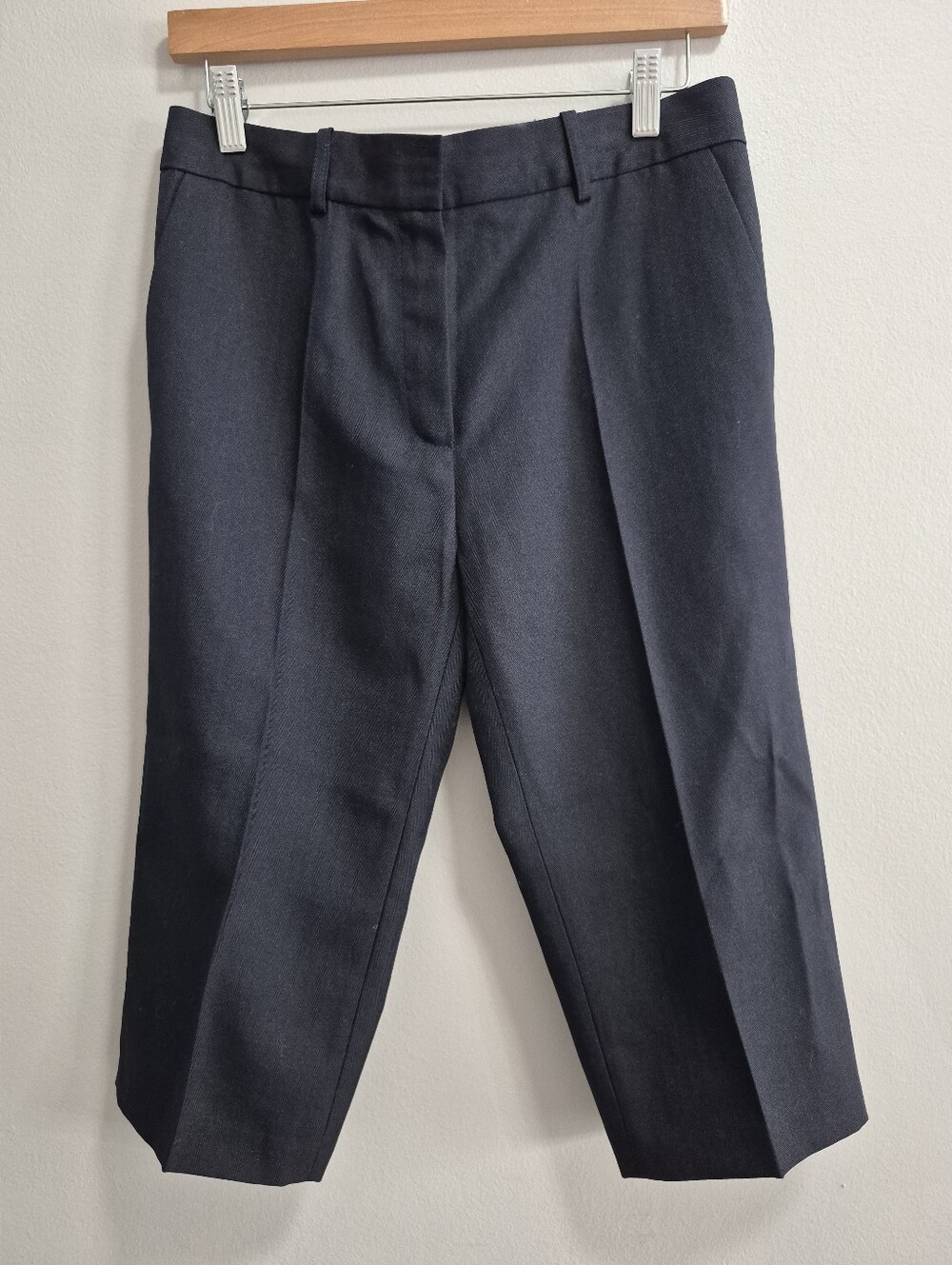 Vanessa Bruno Wool Blend Navy Till Y2K Capri Trousers Size EU38 / US6